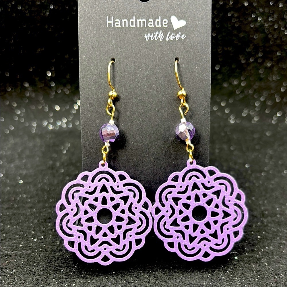 Purple and Gold Earrings